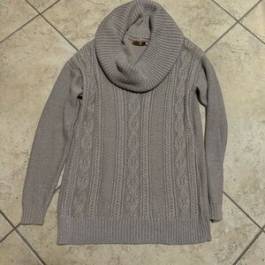 Belldini Heather Gray/Tan Cowl Neck Sweater